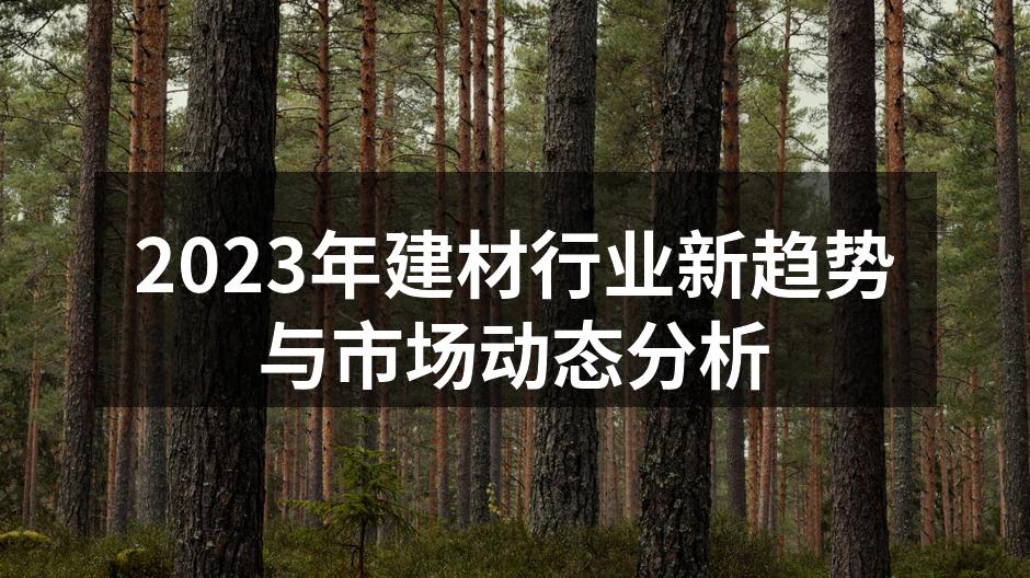 2023年建材行业新趋势与市场动态分析